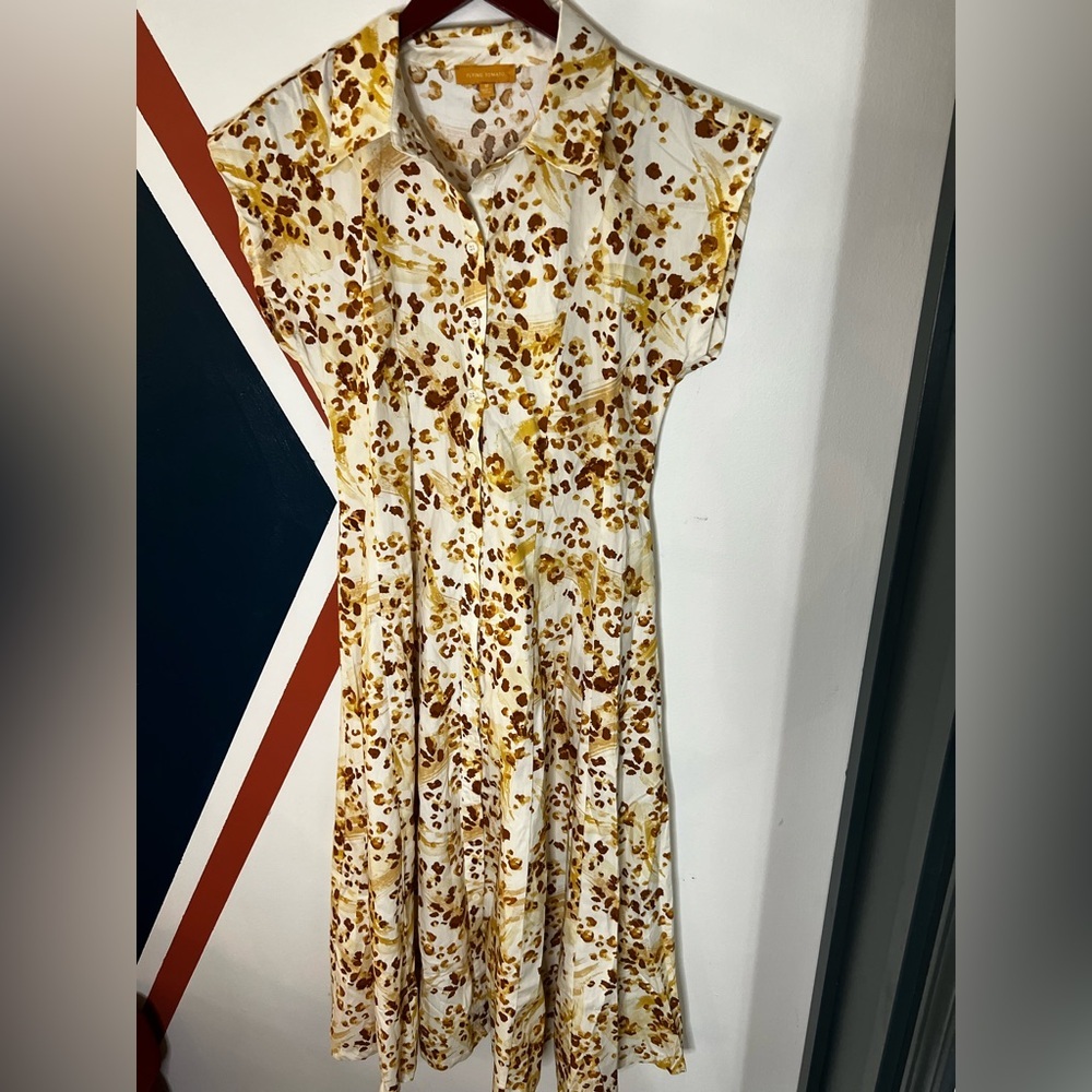 Flying Tomato White Dress with Mustard and Brown Floral Print